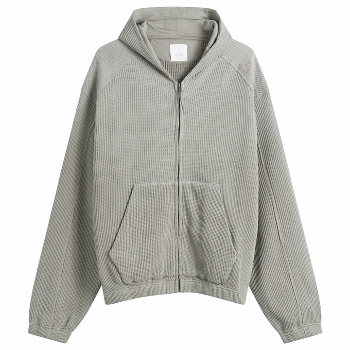 Photo: ROA Men's Bee Sun Faded Organic Waffle Zip Up Hoodie in Grey