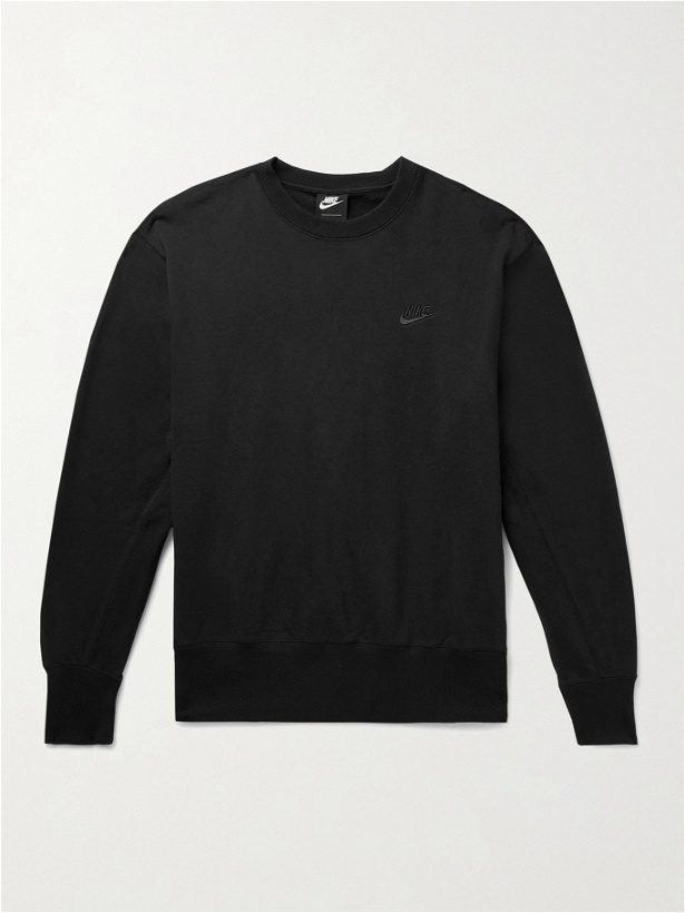 Photo: NIKE - Sportswear Logo-Embroidered Fleece-Back Cotton-Jersey Sweatshirt - Black