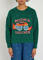 Mother The Jumper Embroidered Brushed Bouclé Jumper Navy