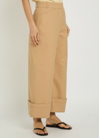 Another Tomorrow Turn-up Cuff Wide-leg Trousers Khaki