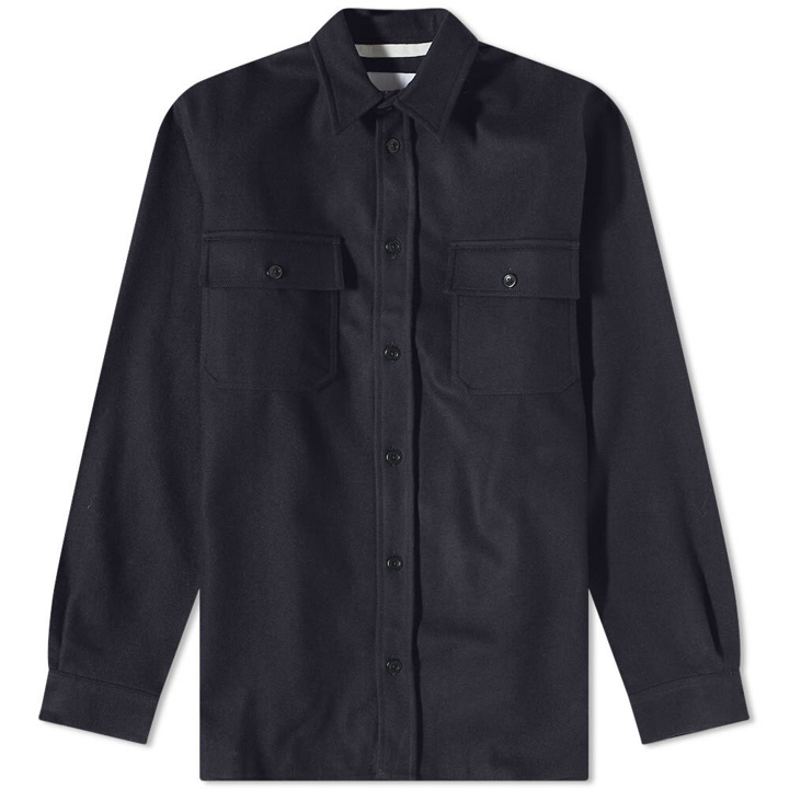 Photo: Norse Projects Men's Silas Wool Overshirt in Dark Navy