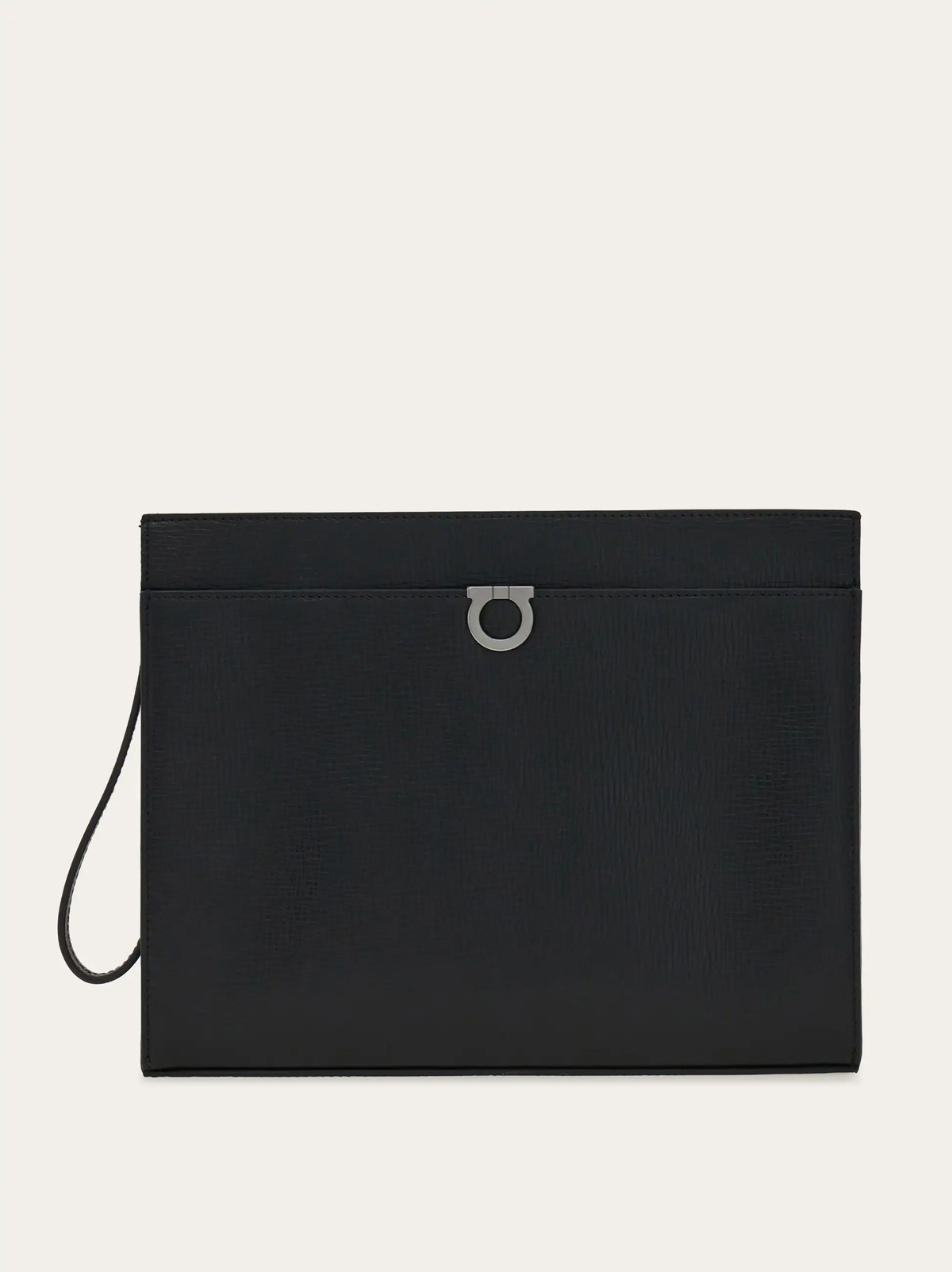 Ferragamo Mens Gancini pouch in Black