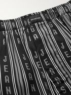 BALENCIAGA - Wide-Leg Logo-Print Striped Twill Shorts - Black - IT 50