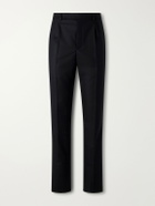 SAINT LAURENT - Tapered Brushed Wool Trousers - Black