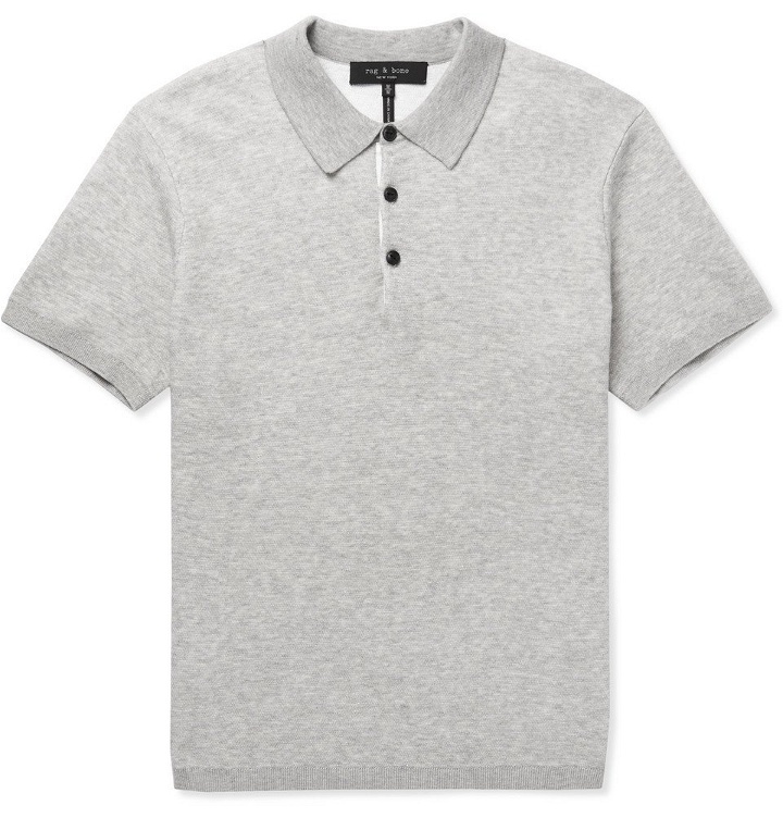 Photo: rag & bone - Tripp Knitted Cotton-Blend Polo Shirt - Gray