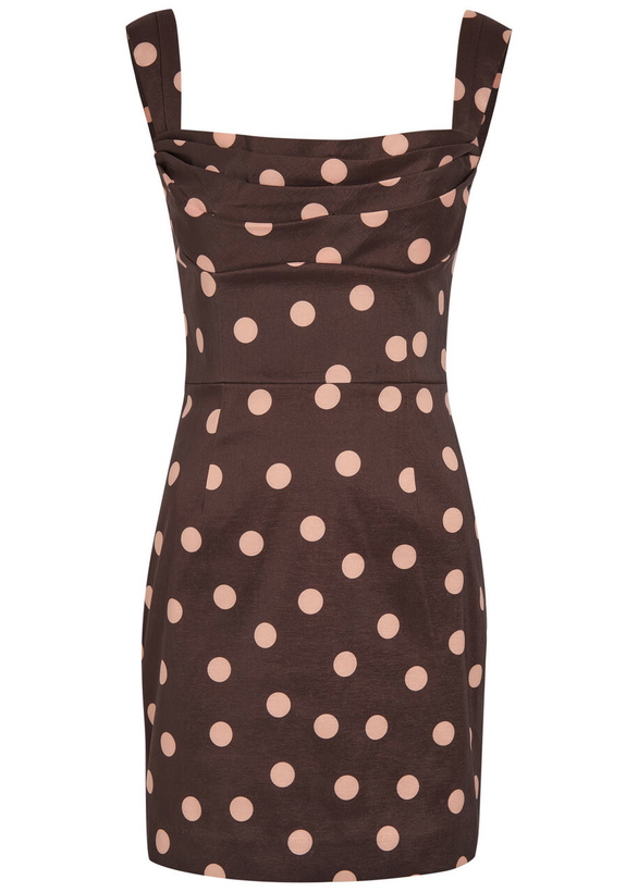 Photo: Rebecca Vallance Vivanne Polka-dot Slubbed-poplin Mini Dress Brown