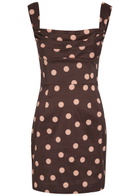 Rebecca Vallance Vivanne Polka-dot Slubbed-poplin Mini Dress Brown