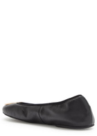 Tory Burch Reva Travel Logo Leather Ballet Flats Black