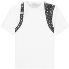 Alexander McQueen Men's Stud Harness Print T-Shirt in White/Black