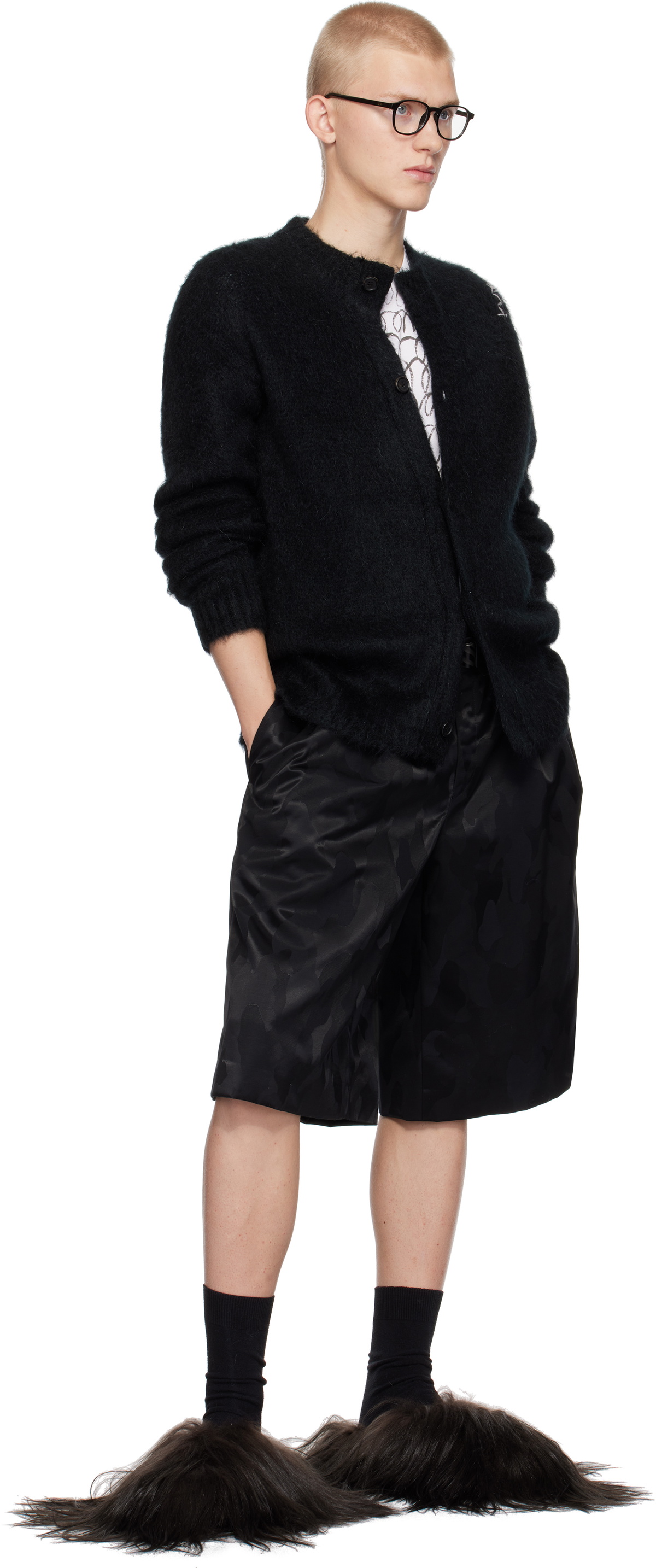 Marni Brown Long Hair Fur Fussbett Slippers
