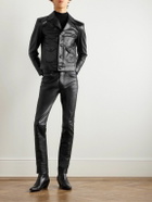 CELINE - Droit Waxed Textured-Leather Jacket - Black