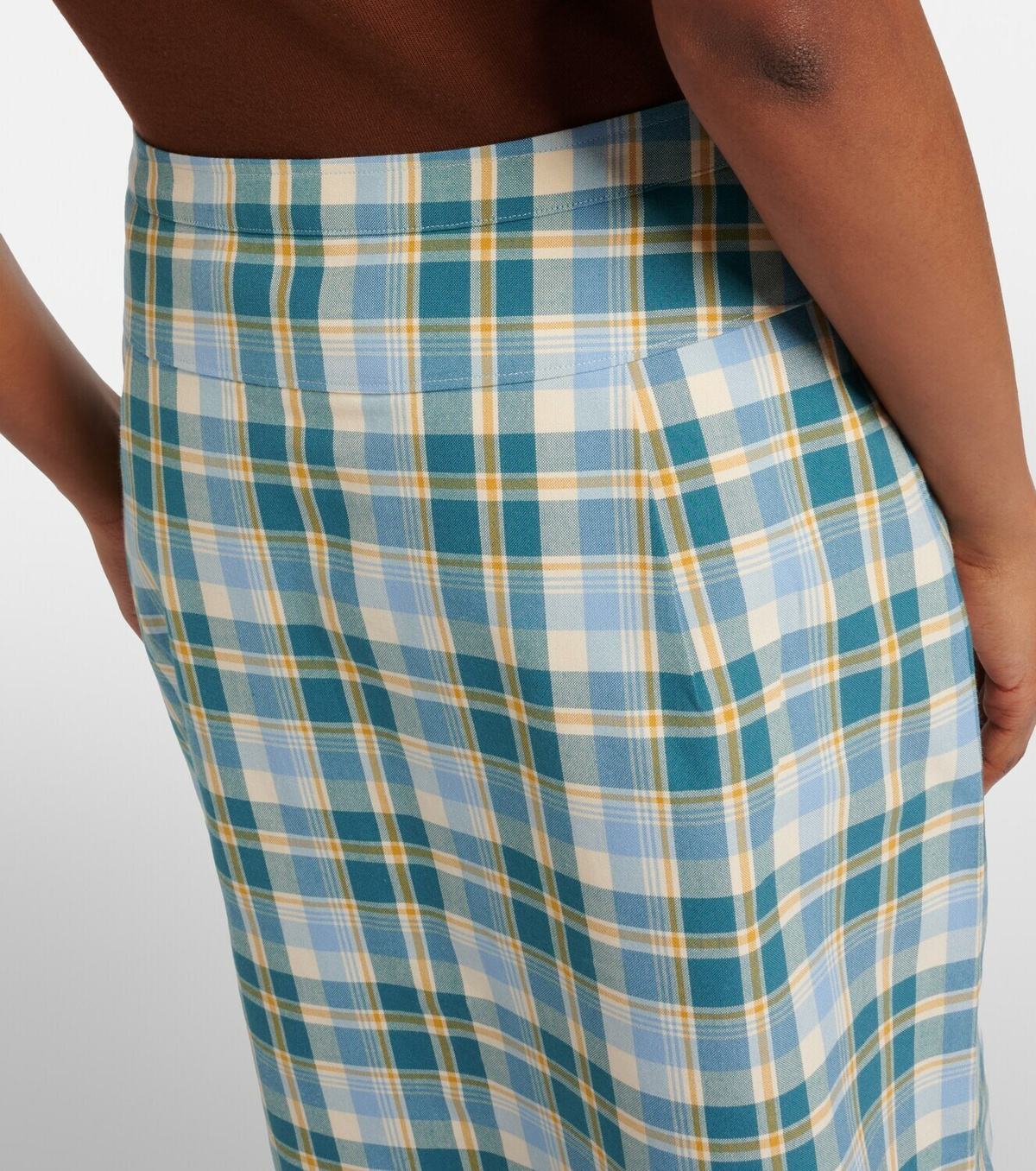 Prada Checked cotton poplin pencil skirt