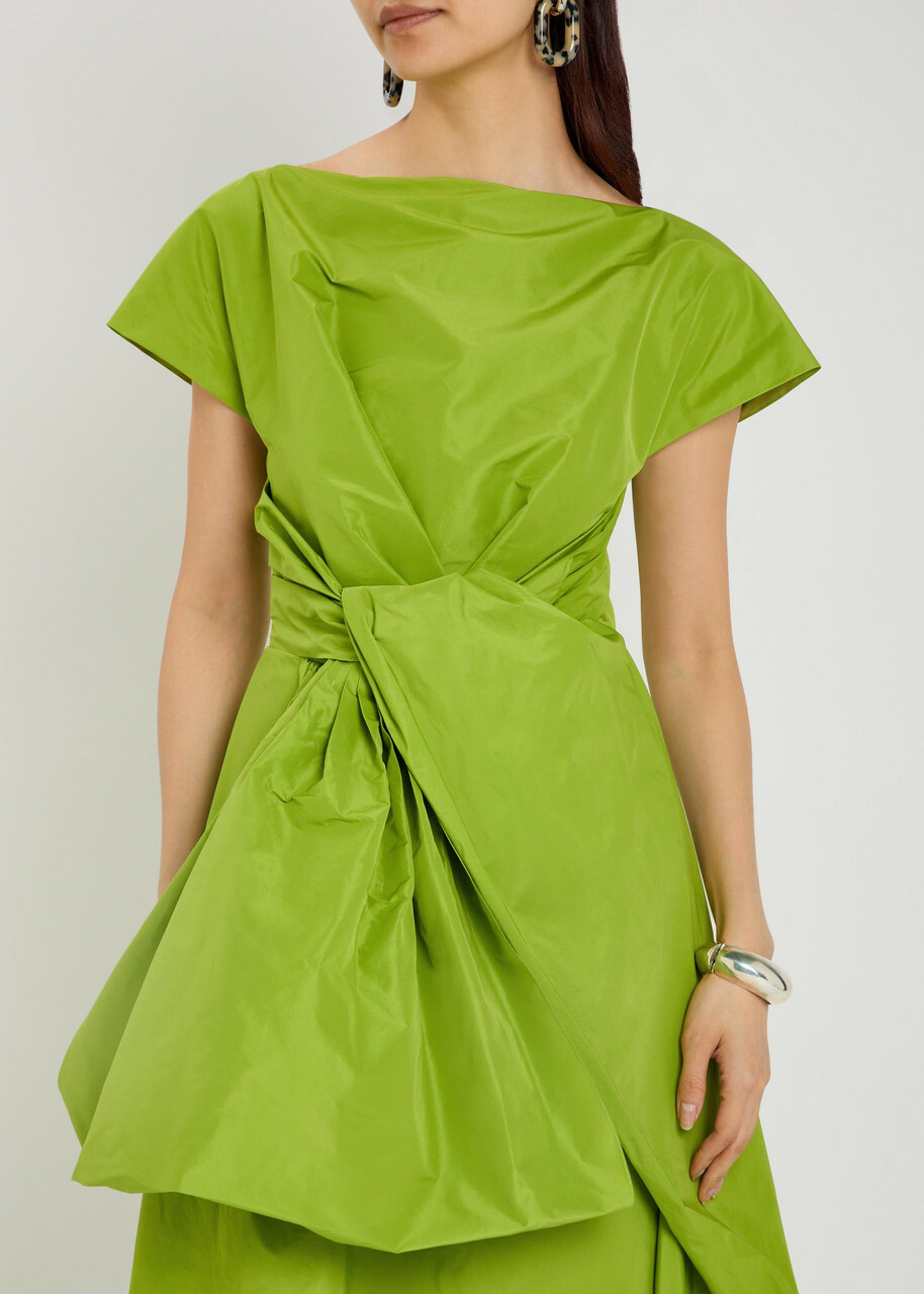 Roksanda Nila Twisted Taffeta Midi Dress Lime