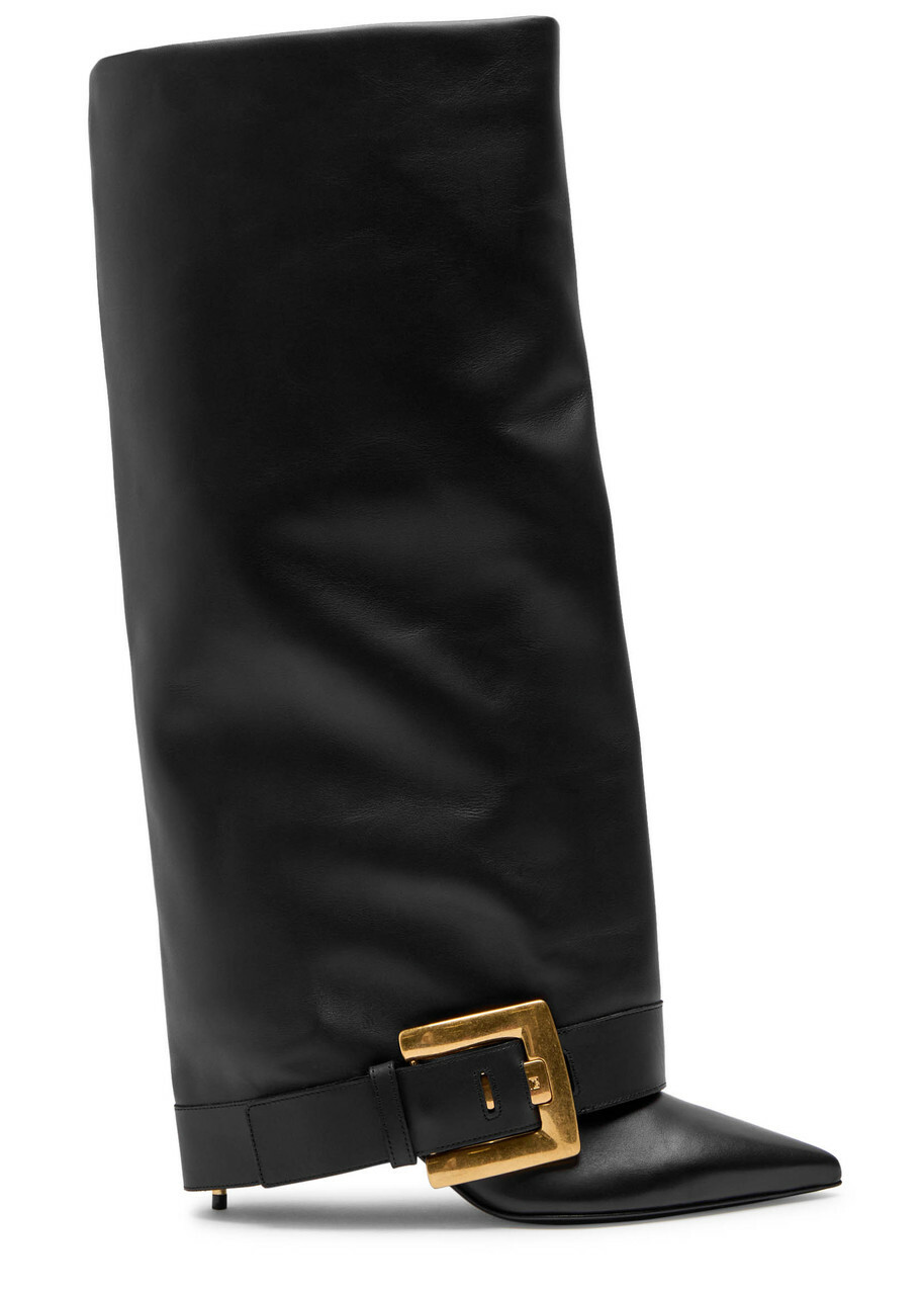 Balmain Anthem 95 Leather Knee-high Boots Black