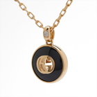 Gucci Women's Interlocking G Diamond & Onyx Necklace in Gold/Black 