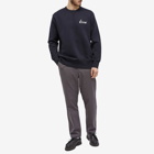 Norse Projects Men's Arne Relaxed Chain Stitch Logo Crew Sweat in Dark Navy