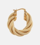 Bottega Veneta - Twist gold-plated and leather hoop earrings