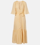 Eres Audacieuse belted linen midi dress