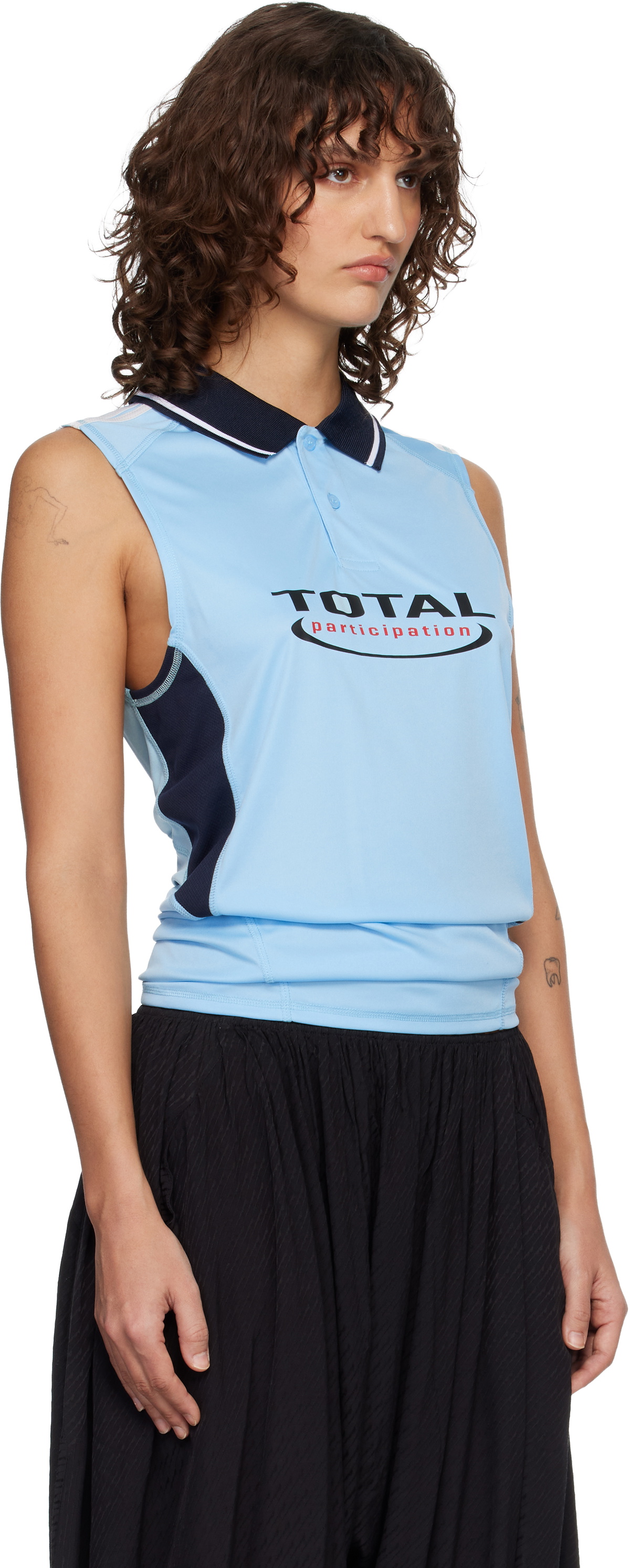 Martine Rose Blue Shrunken Stretch Football Vest Tank Top