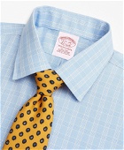 Brooks Brothers Men's Traditional Extra-Relaxed-Fit Dress Shirt, Non-Iron Glen Plaid | Light Blue
