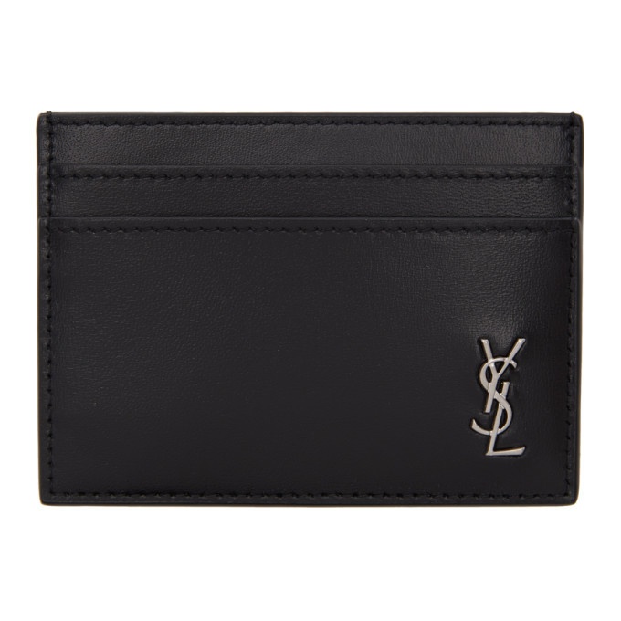 Photo: Saint Laurent Black and Silver Tiny Monogramme Card Holder