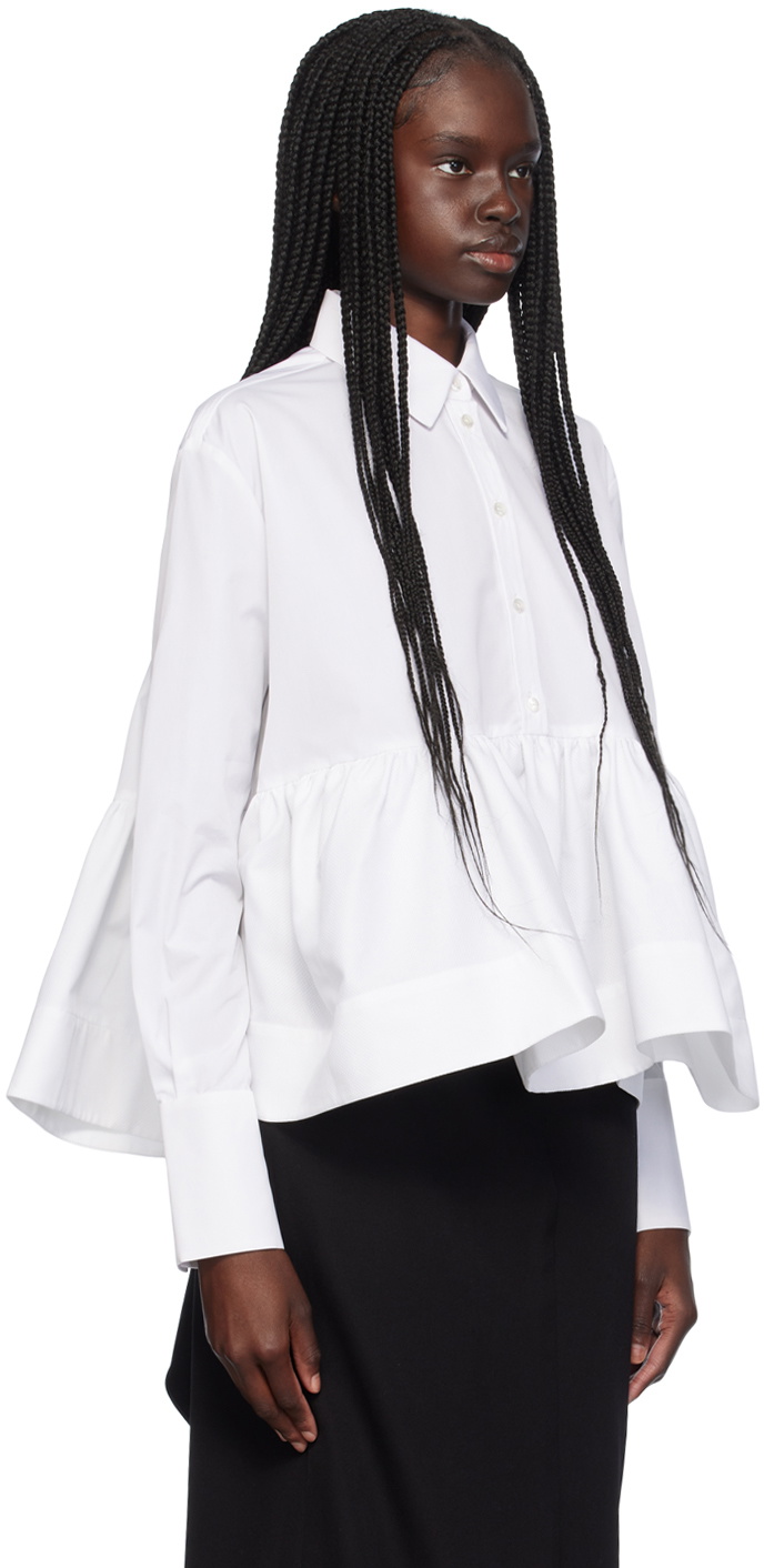 Erdem White Peplum Blouse