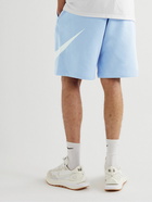 Nike - NSW Club Wide-Leg Logo-Print Cotton-Blend Jersey Shorts - Blue