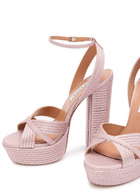 Aquazzura Sundance 140 Ribbed Woven Sandals Pink