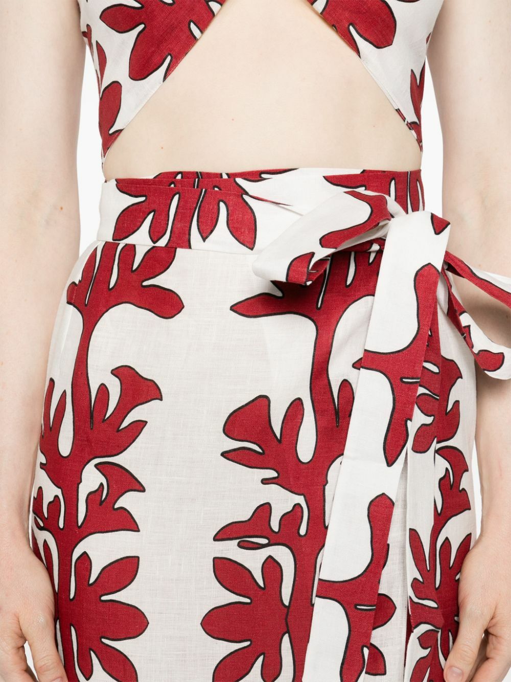 Maison La Plage Red Tuscany Cotton Skirt And Top Set