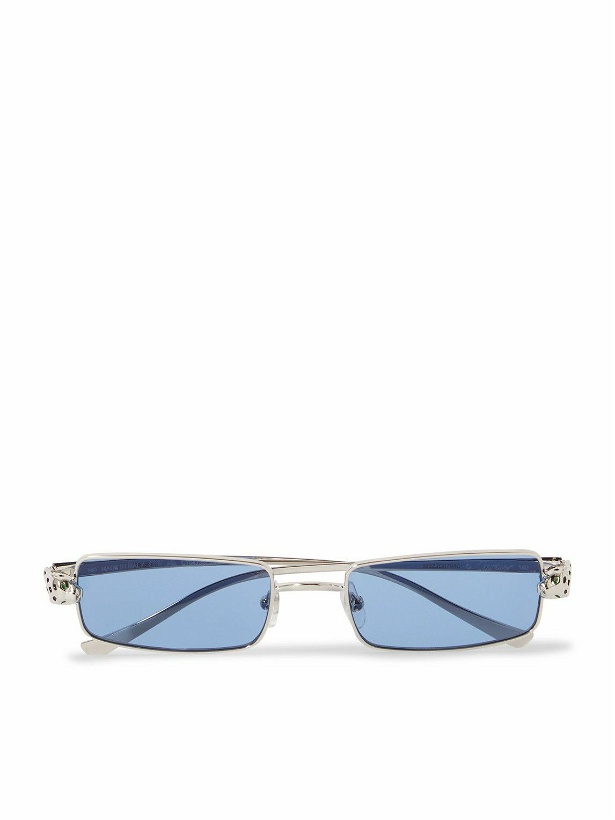 Photo: Cartier Eyewear - Panthère de Cartier Rectangle-Frame Silver-Tone Sunglasses