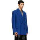 Dries Van Noten Blue Oversized Wool Blazer
