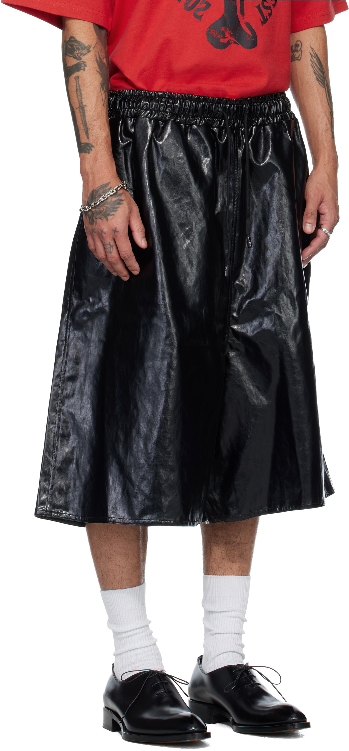 LU'U DAN Black BBall Faux-Leather Shorts