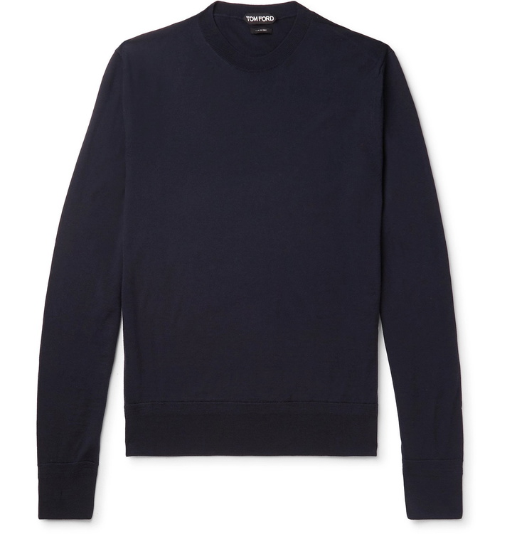 Photo: TOM FORD - Slim-Fit Merino Wool Sweater - Blue