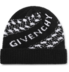 GIVENCHY - Logo-Jacquard Wool-Blend Bouclé Beanie - Black