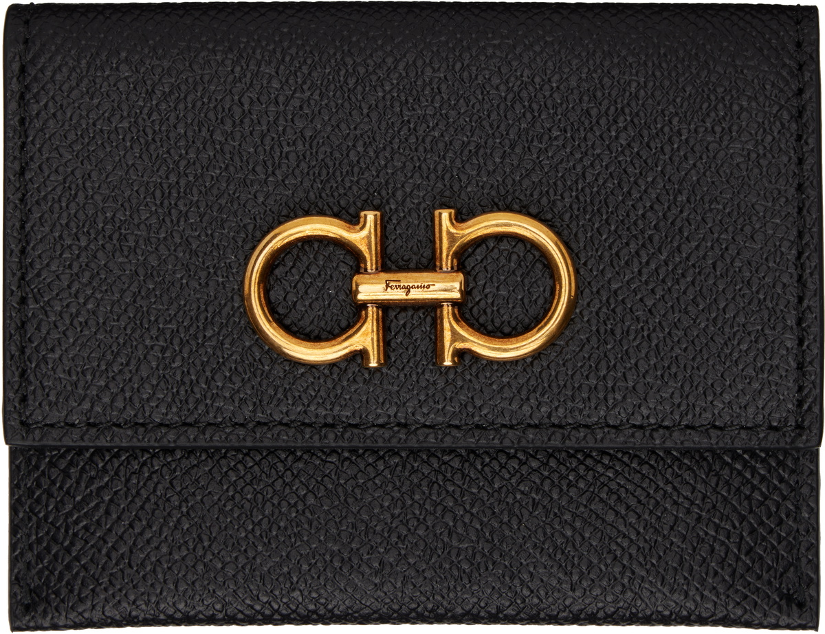 Ferragamo Black Gancini Credit Card Holder
