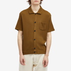 Oliver Spencer Men's Ashby Short Sleeve Jersey Shirt in Tobacco Brown