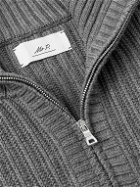 Mr P. - Ribbed Merino Wool Half-Zip Sweater - Gray