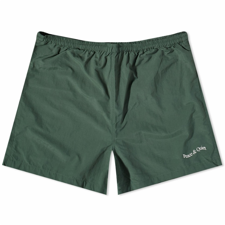 Photo: Museum of Peace and Quiet Men's Wordmark Nylon 5" Shorts in Forest