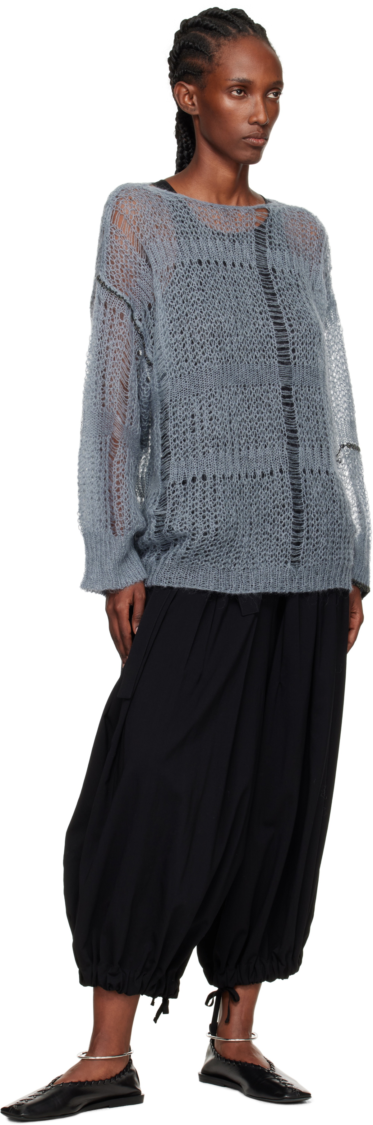 Y's Blue Sheer Boatneck Sweater