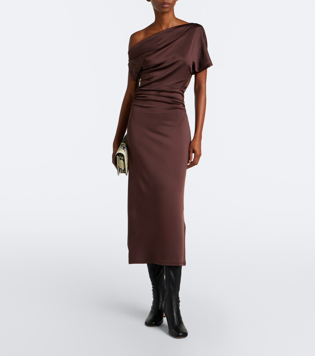 Tove Sora gathered satin midi dress