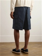 Loro Piana - Bizen Wide-Leg Cotton and Linen-Blend Canvas Cargo Shorts - Blue