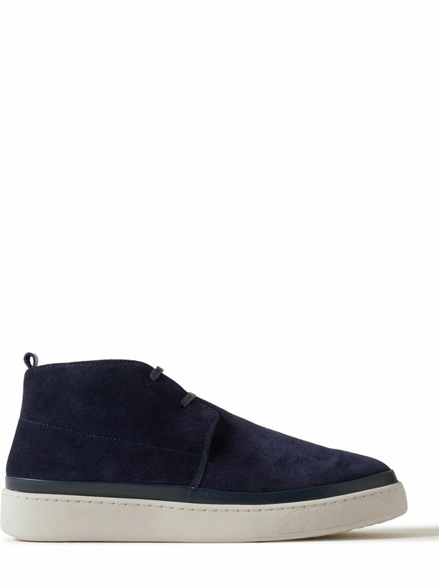 Photo: Mulo - Leather-Trimmed Waxed-Suede Chukka Boots - Blue