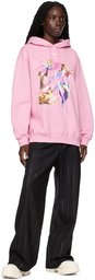 MSGM Pink Space Kitten Galaxy Hoodie