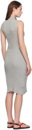 Isa Boulder Gray Raven High-Neck Midi Dress