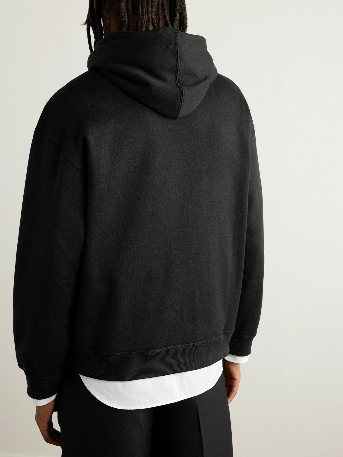 Valentino Garavani - Logo-Print Cotton-Blend Jersey Hoodie - Black
