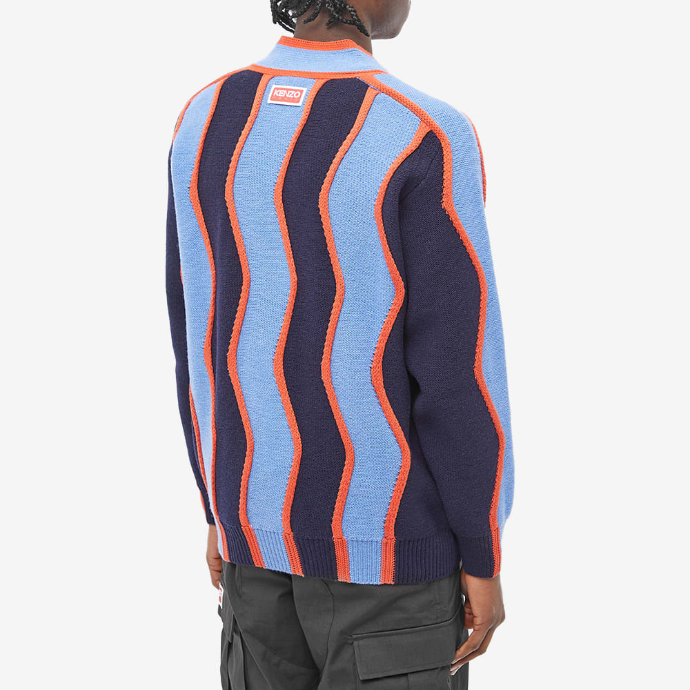 Kenzo Paris Men's Wavy Stripe Cardigan in Midnight Blue Kenzo