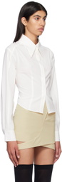 J KOO White Lace-Up Shirt
