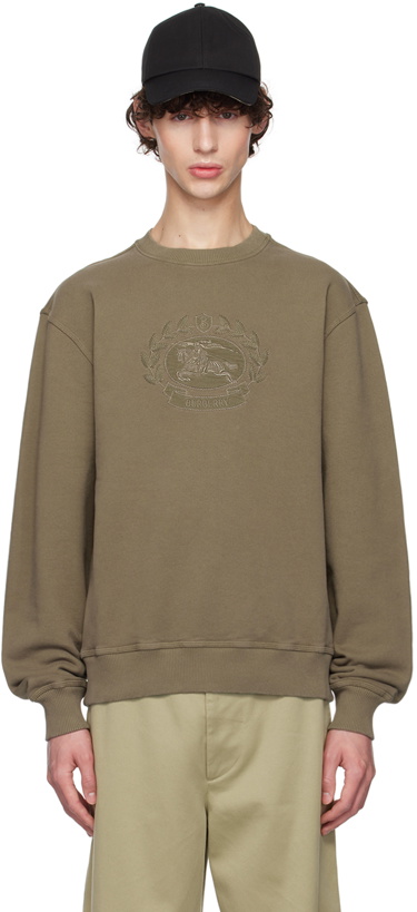 Photo: Burberry Khaki Embroidered-Logo Sweatshirt