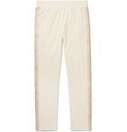 Palm Angels - Striped Webbing-Trimmed Cotton-Blend Velvet Track Pants - Off-white