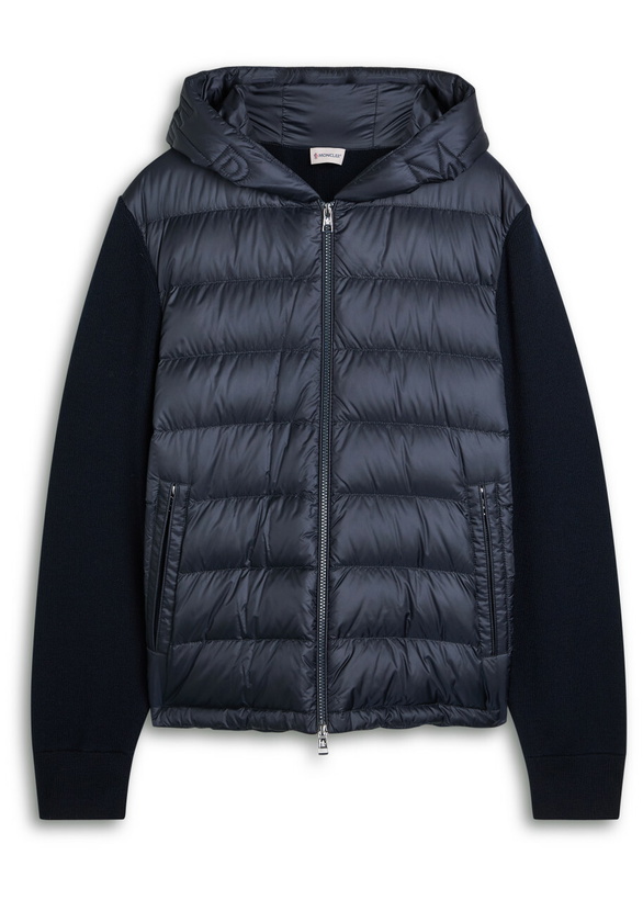 Photo: Moncler Hooded Shell and Wool Jacket Navy